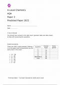 AQA A  Level chemistry paper 3 predicted 2023