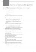 Answers to Exam practice questions Unit 1 Business organization and environment