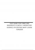 TEST BANK FOR LINNE AND RINGSRUD’S CLINICAL LABORATORY SCIENCE, 8TH EDITION, MARY LOUISE TURGEON