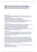 BSN 205 Hallmark Exam Questions With Correct Answers Latest 2024.