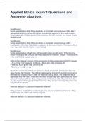 Applied Ethics Exam 1 Questions and Answers- abortion