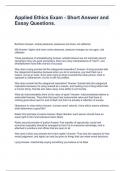 Applied Ethics Exam - Short Answer and Essay Questions