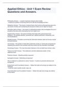 Applied Ethics - Unit 1 Exam Review Questions and Answers&period;