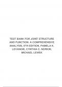 TEST BANK FOR JOINT STRUCTURE AND FUNCTION: A COMPREHENSIVE ANALYSIS, 6TH EDITION, PAMELA K. LEVANGIE, CYNTHIA C. NORKIN, MICHAEL LEWEK