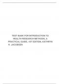 TEST BANK FOR INTRODUCTION TO HEALTH RESEARCH METHODS, A PRACTICAL GUIDE, 1ST EDITION, KATHRYN H. JACOBSEN