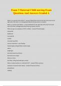 Exam 3 Maternal Child nursing Exam Questions And Answers Graded A