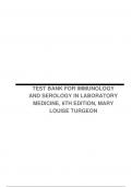 TEST BANK FOR IMMUNOLOGY AND SEROLOGY IN LABORATORY MEDICINE, 6TH EDITION, MARY LOUISE TURGEON