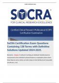 SoCRA Certification Exam Questions Containing 138 Terms with Definitive Solutions Updated 2024-2025. 