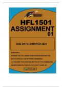 HFL1501 ASSIGNMENT 1 SEMESTER 1 DUE 20 MARCH 2024 ALL QUESTIONS WELL ANSWERED