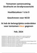 Samenvatting Strafrecht en Strafprocesrecht NCOI Nieuw 2024 &sol; Hoofdstuk 1 t&sol;m 9 &sol; belangrijkste onderdelen voor tentamen in KLEUR
