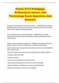 Praxis 5113 Pedagogy&comma;  Professional Issues&comma; and  Technology Exam Questions And  Answers