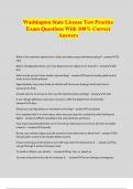 Washington State License Test Practice Exam Questions With 100&percnt; Correct Answers