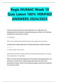 Regis NU664C Week 10  Quiz Latest 100% VERIFIED  ANSWERS 2024/2025