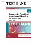 Test Bank for Success in Practical Vocational Nursing 10th Edition Carroll  All Chapter/ 100 % Verified Newest Edition