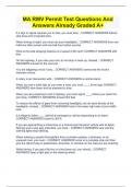 MA RMV Permit Test Questions And Answers Already Graded A&plus;