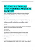 BEST ANSWERS M3&colon; Food and Beverage 100&percnt; VERIFIED ANSWERS  2024&sol;2025M3&colon; Food and Beverage 100&percnt; VERIFIED ANSWERS  2024&sol;2025