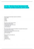 CA CNA - Written Exam Questions with Complete Verified Solutions 2024&sol;2025