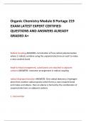 Organic chemistry  module 8 portage  219 EXPERT CERTIFIED QUESTIONS AND ANSWERS I ALREADY GRADED A+   