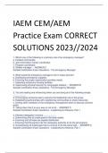 IAEM CEM/AEM  Practice Exam CORRECT  SOLUTIONS 2023//2024