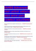 IAHSS Advanced TEST LATEST UPDATE  2023 WITH 100%  CORRECT SOLUTIONS