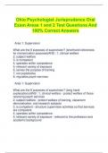 Ohio Psychologist Jurisprudence Oral  Exam Areas 1 and 2 Test Questions And  100% Correct Answer