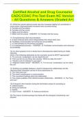 Certified Alcohol and Drug Counselor CADC/CDAC Pre-Test Exam NC Version – All Questions & Answers (Graded A+)