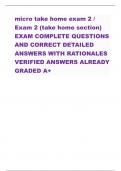 micro take home exam 2 &sol;  Exam 2 &lpar;take home section&rpar; EXAM COMPLETE QUESTIONS  AND CORRECT DETAILED  ANSWERS WITH RATIONALES  VERIFIED ANSWERS ALREADY  GRADED A&plus;