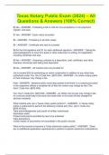 Texas Notary Public Exam &lpar;2024&rpar; &ndash; All Questions & Answers &lpar;100&percnt; Correct&rpar;