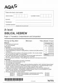 AQA A level BIBLICAL HEBREW Paper 1 Translation, Comprehension and Composition 2023 7677/1