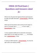 OSHA-10 Final Exam | Questions and Answers rated A+ Latest 2024 