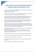 2023-2024 ACTUAL EXAM REVIEW HUMAN GROWTH AND DEVELOPMENT CLEP GRADED A&plus;