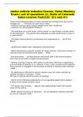 motor vehicle industry license&comma; Sales Mastery Exam &lpar; set of questions 1&rpar;&comma; State of Colorado Sales License Test&vert;232  Q&rsquo;s and A&rsquo;s