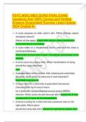 PSYC MISC MED SURG FINAL EXAM Questions And 100&percnt; Correct and Verified Answers Guaranteed
