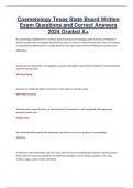 Cosmetology Texas State Board Written Exam Questions and Correct Answers 2024 Graded A&plus; 