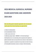 HESI MEDICAL-SURGICAL NURSING  EXAM QUESTIONS AND ANSWERS  2023-2024
