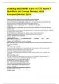 nursing and health care nu 131 exam 1 Questions and Correct Answers, With Complete Solution 2024.