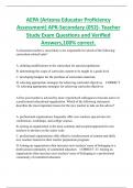 AEPA (Arizona Educator Proficiency  Assessment) APK-Secondary (052)- Teacher  Study Exam Questions and Verified  Answers,100% correct