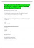 Study Guide Test Bank for Anatomy and Physiology Chapter 1 Level 1 Multiple Choice Quiz and Answers