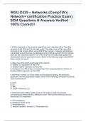 WGU D325 &ndash; Networks &lpar;CompTIA's Network&plus; certification Practice Exam&rpar; 2024 Questions & Answers Verified 100&percnt; Correct&excl;&excl;