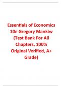 Test Bank for Essentials of Economics 10th Edition By Gregory Mankiw (All Chapters, 100% Original Verified, A+ Grade)