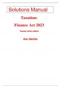 Solutions Manual for Taxation Finance Act 2023 29th Edition By Alan Melville (All Chapters, 100% Original Verified, A+ Grade)