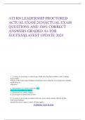 ATI RN LEADERSHIP PROCTORED  ACTUAL EXAM 2024|ACTUAL EXAM  QUESTIONS AND 100% CORRECT  ANSWERS GRADED A+ FOR  SUCCESS|LATEST UPDATE 2024