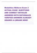 Modalities Midterm Exam 2 ACTUAL EXAM QUESTIONS AND CORRECT DETAILED ANSWERS WITH RATIONALES VERIFIED ANSWERS ALREADY GRADED A+||BRAND NEW!!