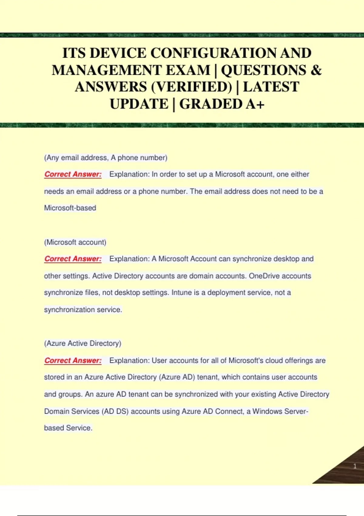 ITS DEVICE CONFIGURATION AND MANAGEMENT EXAM | QUESTIONS & ANSWERS ...