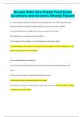 Nevada State Real Estate Final Exam Questions and Answers Already Passed
