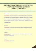 LIFE INSURANCE EXAM &vert; QUESTIONS &  ANSWERS &lpar;VERIFIED&rpar; &vert; LATEST  UPDATE &vert; GRADED A&plus;