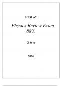 HESI A2 PHYSICS REVIEW EXAM 88% PASS Q & A 2024