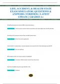 LIFE&comma; ACCIDENT&comma; & HEALTH STATE  EXAM SIMULATOR &vert; QUESTIONS &  ANSWERS &lpar;VERIFIED&rpar; &vert; LATEST  UPDATE &vert; GRADED A&plus;