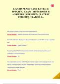 LIQUID PENETRANT LEVEL II  SPECIFIC EXAM &vert; QUESTIONS &  ANSWERS &lpar;VERIFIED&rpar; &vert; LATEST  UPDATE &vert; GRADED A&plus;