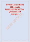 Florida Laws & Rules Chiropractic Board ACTUAL TEST 87 QUESTIONS AND ANSWERS 2023
